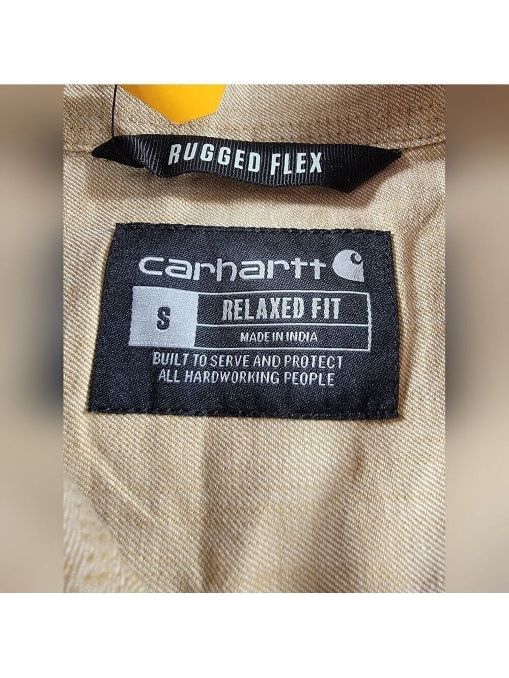 NEW Men's Carhartt Rugged Flex Relaxed Fit Short-Sleeve Large Beige Plaid Shirt - Picture 3 of 11